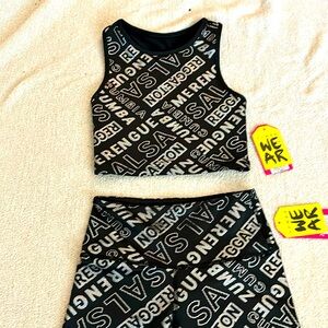 Zumba Happy Outfit. Black with Metallic print. BNWT. Women’s size XS